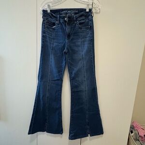 Size 4, stretchy jeans, bottom slit, women jeans